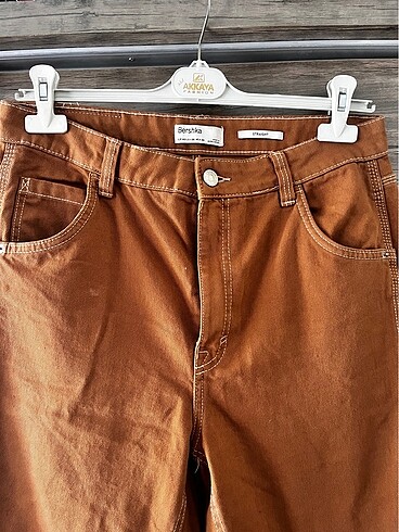 40 Beden Bershka straight camel pantolon