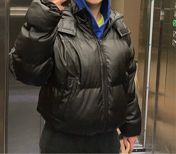 siyah deri mont - Görsel 2