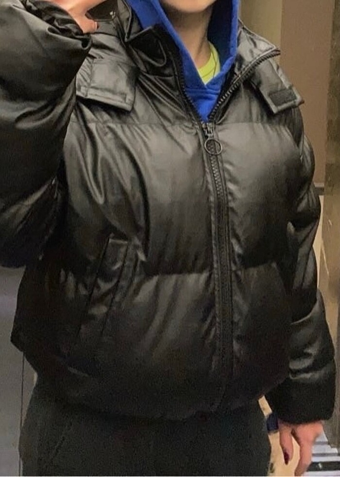 siyah deri mont - Görsel 2