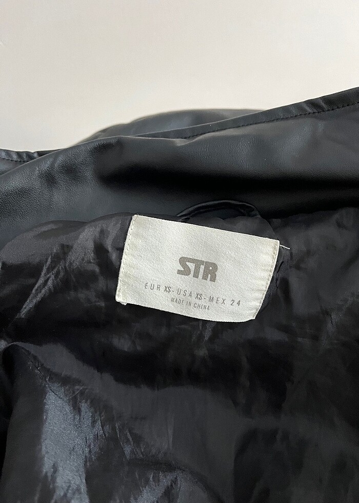 siyah deri mont - Görsel 3