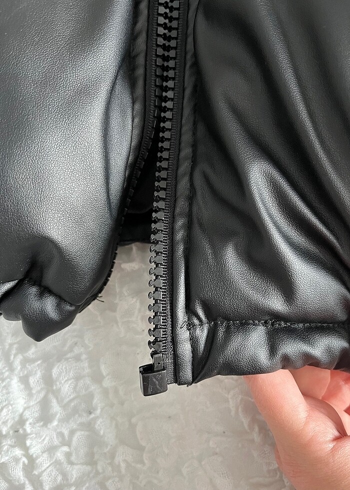 siyah deri mont - Görsel 4