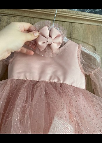 Pembe Kız Çocuk Fırfırlı Elbise - Görsel 4