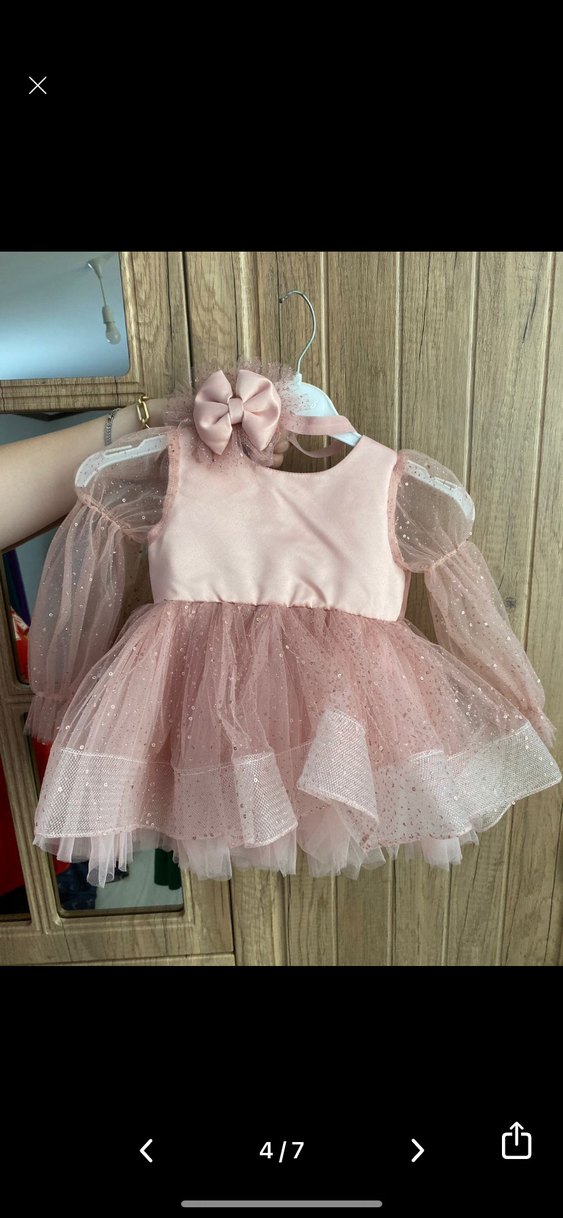 Pembe Kız Çocuk Fırfırlı Elbise - Görsel 5