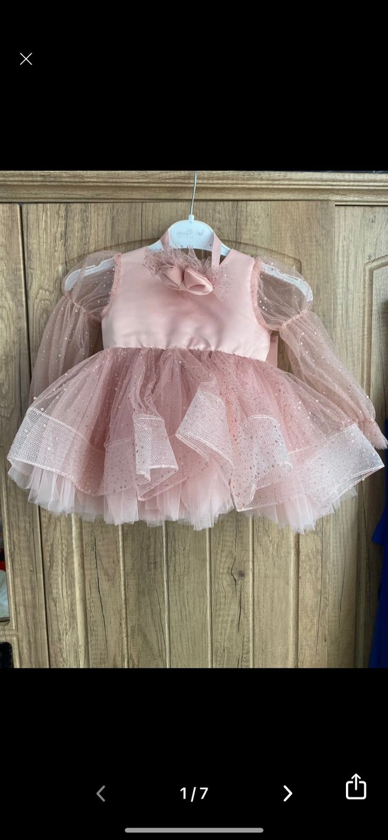 Pembe Kız Çocuk Fırfırlı Elbise - Görsel 2