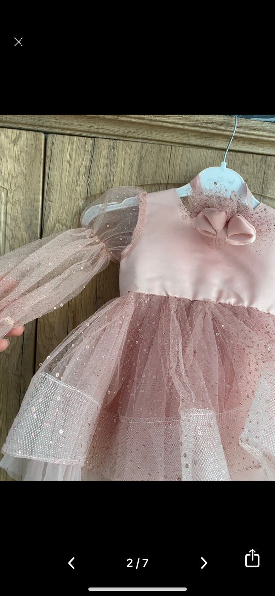 Pembe Kız Çocuk Fırfırlı Elbise - Görsel 3