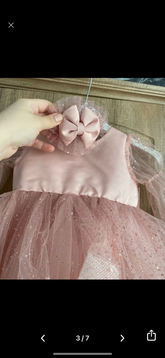 Pembe Kız Çocuk Fırfırlı Elbise - Görsel 4