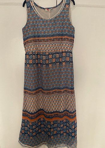 Bohem Desenli Uzun Kolsuz Elbise - Görsel 2