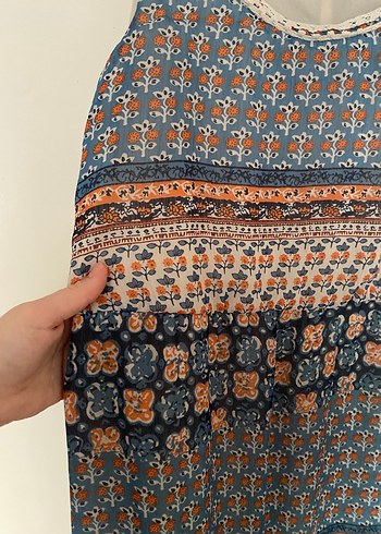 Bohem Desenli Uzun Kolsuz Elbise - Görsel 7