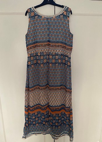 Bohem Desenli Uzun Kolsuz Elbise - Görsel 8