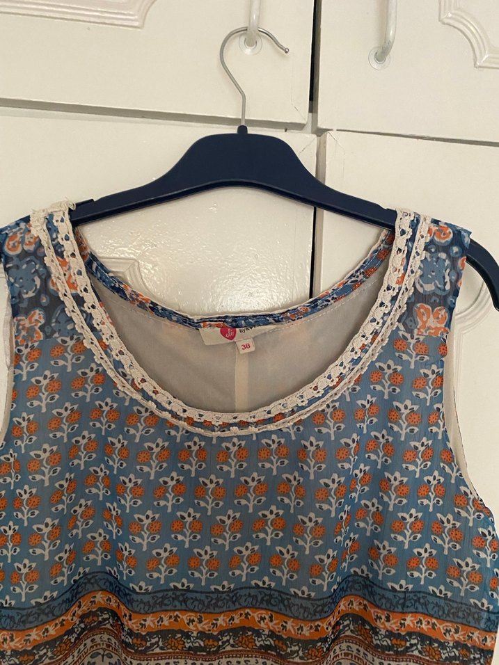 Bohem Desenli Uzun Kolsuz Elbise - Görsel 3