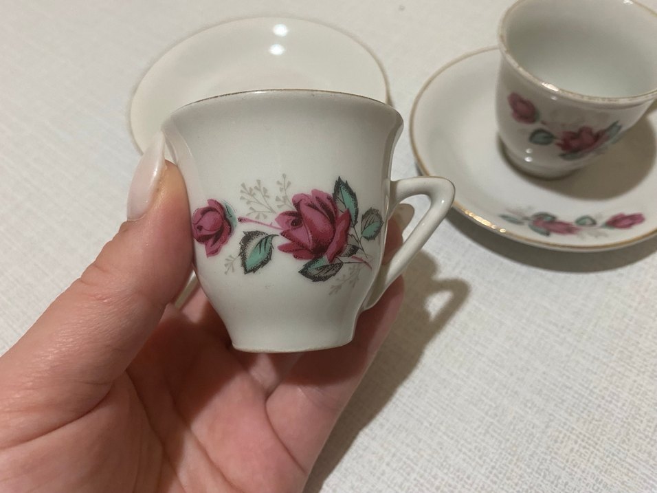 Pastel Desenli Beyaz Porselen Fincan Takımı - Görsel 3