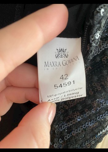 V Yaka Siyah Desenli Uzun Abiye Elbise - Görsel 7