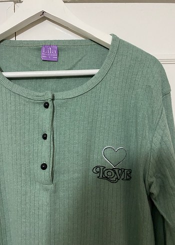 Yeşil Uzun Kollu Pijama Takımı - Görsel 3