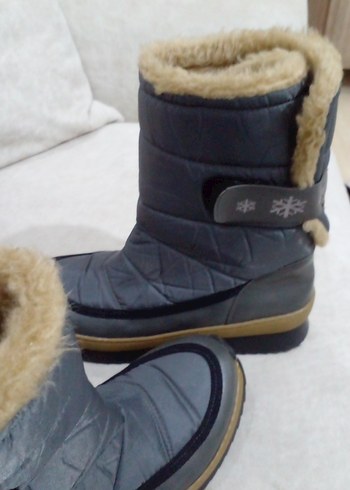 Gri kadın  kar ve kayak  Botu Tokalı - Görsel 8