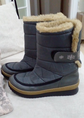 Gri kadın  kar ve kayak  Botu Tokalı - Görsel 9