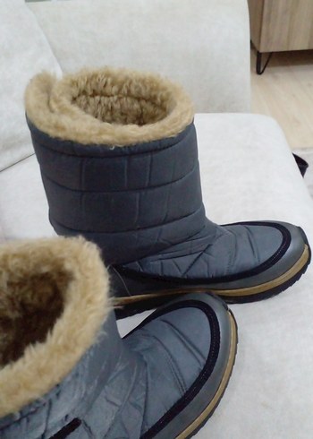 Gri kadın  kar ve kayak  Botu Tokalı - Görsel 7