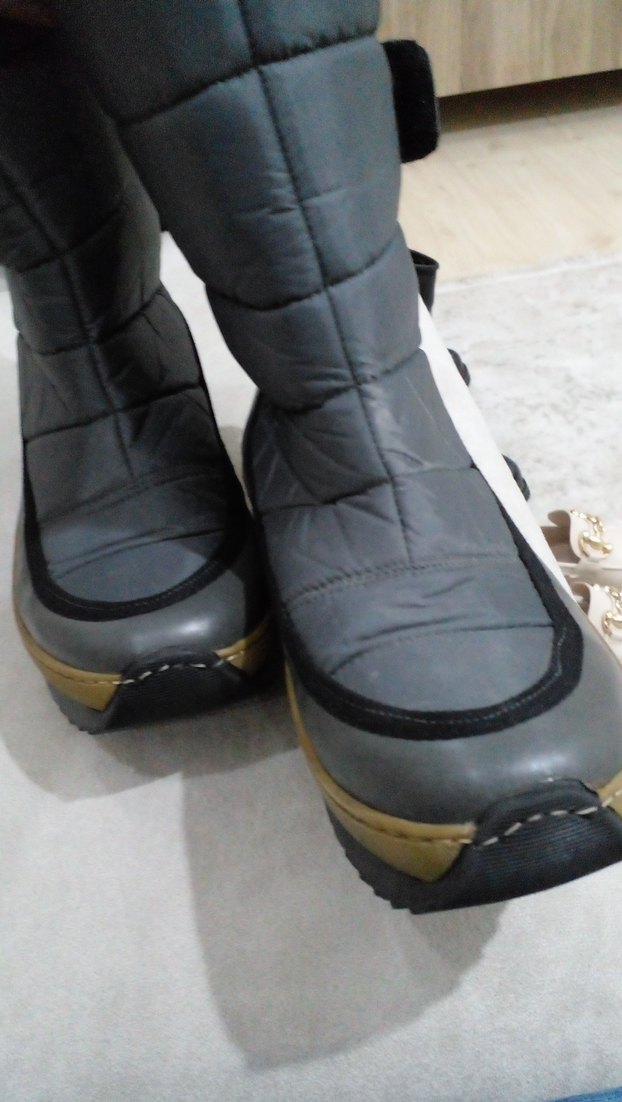 Gri kadın  kar ve kayak  Botu Tokalı - Görsel 2