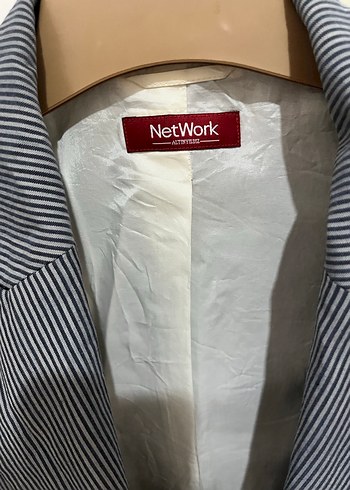 Çizgili mavi Kadın Blazer Ceket - Görsel 2