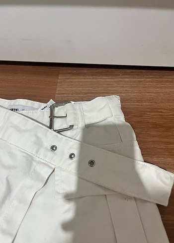 Koton Beyaz Kot Şort Etek - Görsel 5