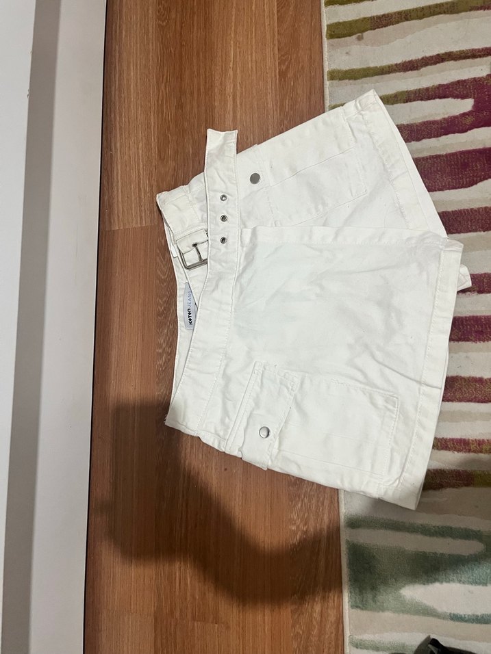 Koton Beyaz Kot Şort Etek - Görsel 2