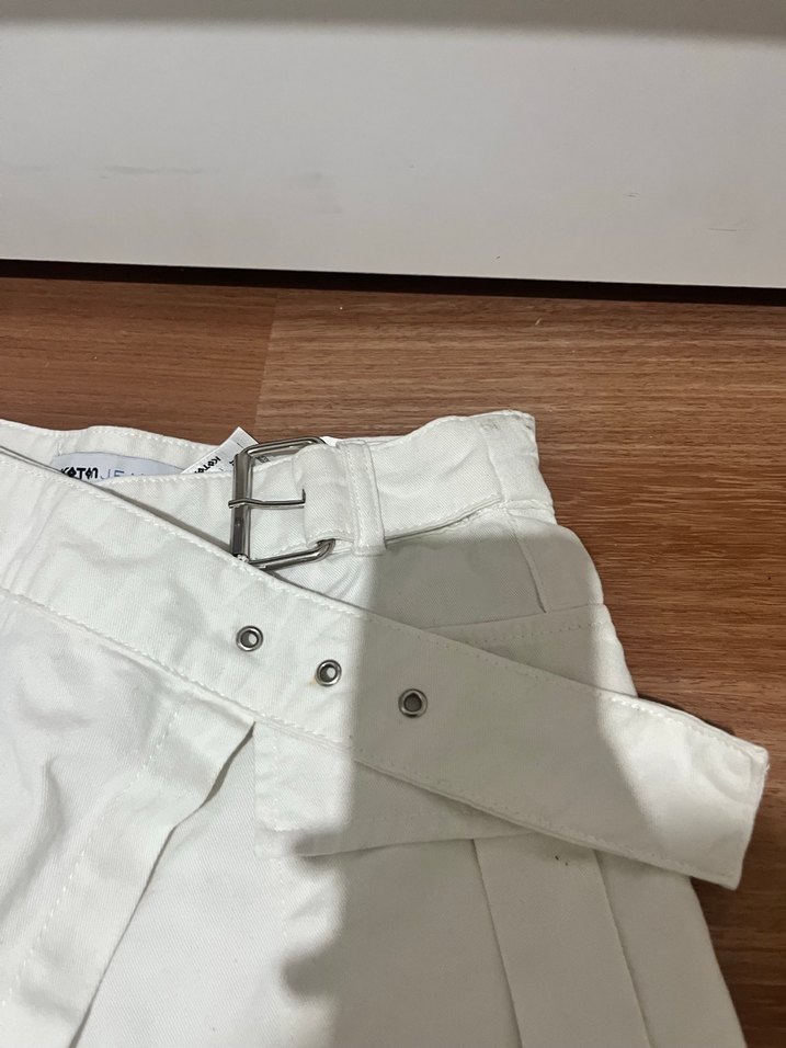 Koton Beyaz Kot Şort Etek - Görsel 5