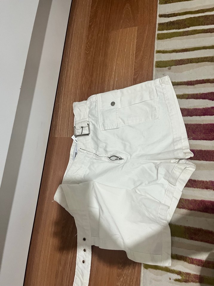 Koton Beyaz Kot Şort Etek - Görsel 4