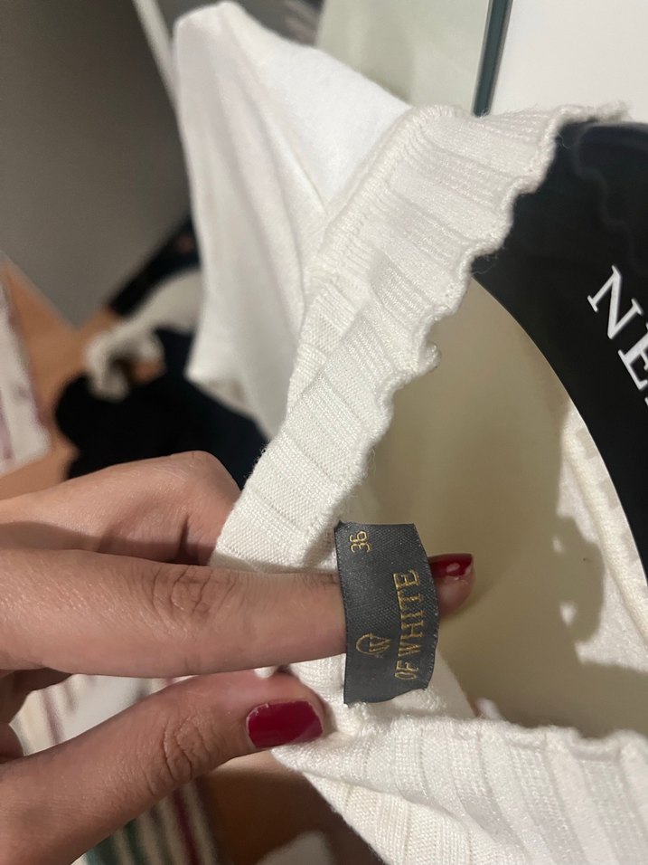 Beyaz Kadın Boğazlı Triko Kazak - Görsel 4