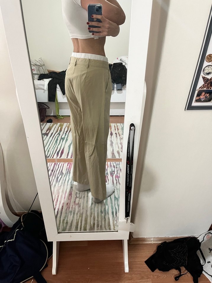 Bej Rahat Kesim Kadın Pantolon - Görsel 2