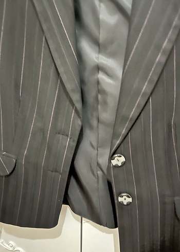 Siyah Çizgili Kadın Blazer Ceket - Görsel 3