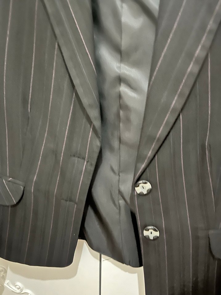 Siyah Çizgili Kadın Blazer Ceket - Görsel 3