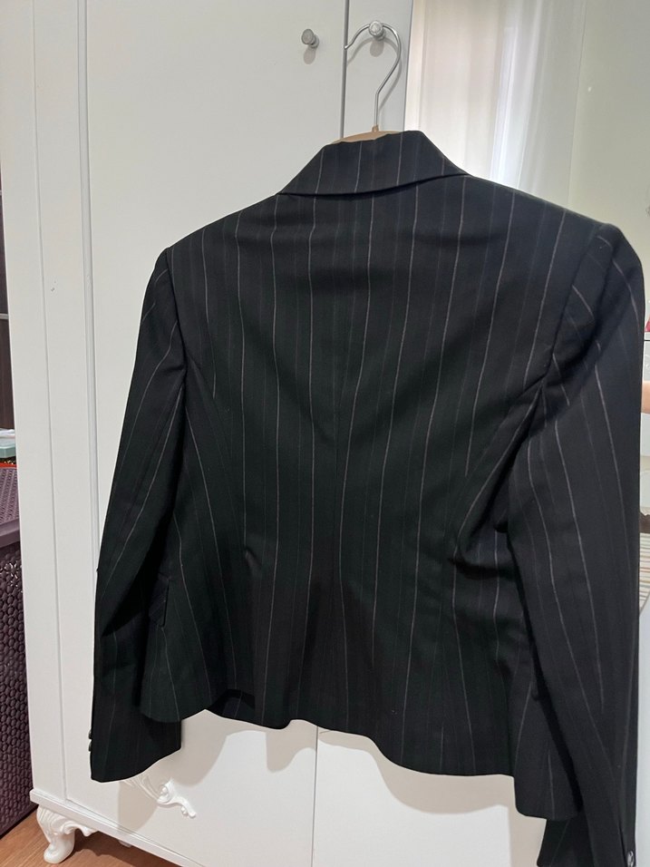 Siyah Çizgili Kadın Blazer Ceket - Görsel 4