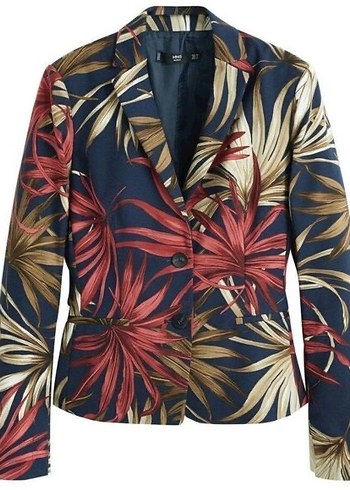 Çiçek Desenli Uzun Kadın Blazer Ceket - Görsel 2