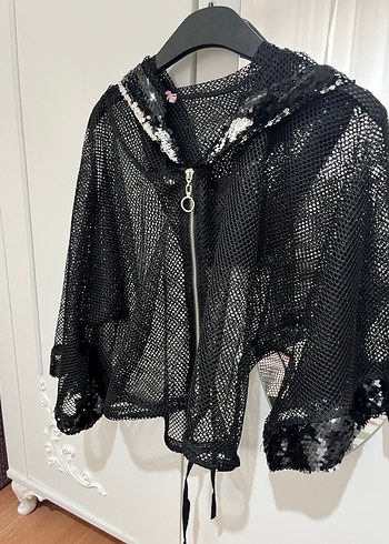 Siyah Pul Detaylı Kadın hırka - Görsel 2