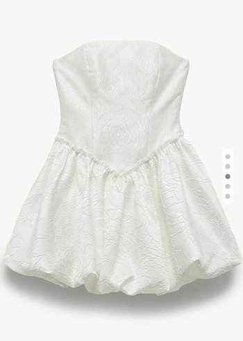 Koton Koton Beyaz Mini Straplez Jakarlı Kadın Elbise - Bride
