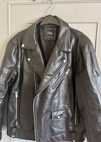 Zara Siyah Biker Deri Ceket - Görsel 2