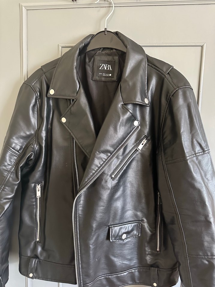 Zara Siyah Biker Deri Ceket - Görsel 2