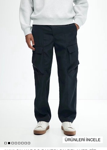 Erkek Lacivert Kemerli Midi Streetwear Pantolon - Görsel 2