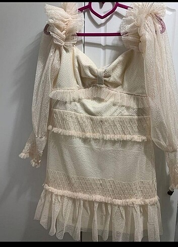 Tüllü uzun kollu kısa elbise Zeynep Tosun tasarım elbise - Görsel 9