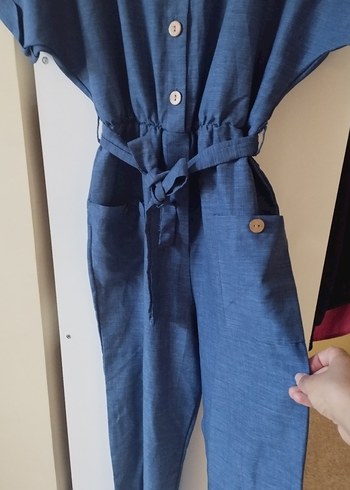 Diğer Düğmeli Mavi Denim Midi Elbise