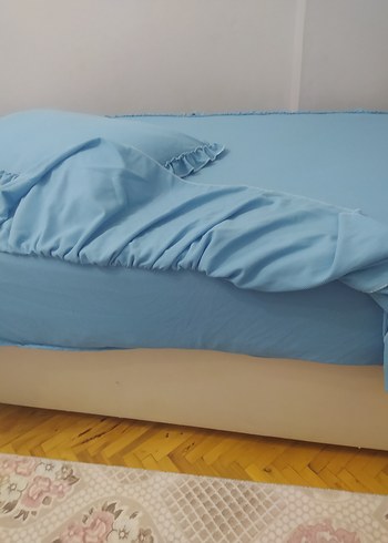 Pastel Mavi Fırfırlı Yatak Örtüsü - Görsel 4