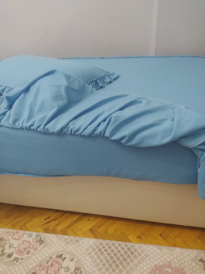 Pastel Mavi Fırfırlı Yatak Örtüsü - Görsel 4