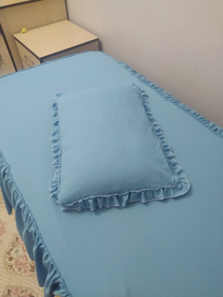 Pastel Mavi Fırfırlı Yatak Örtüsü - Görsel 3