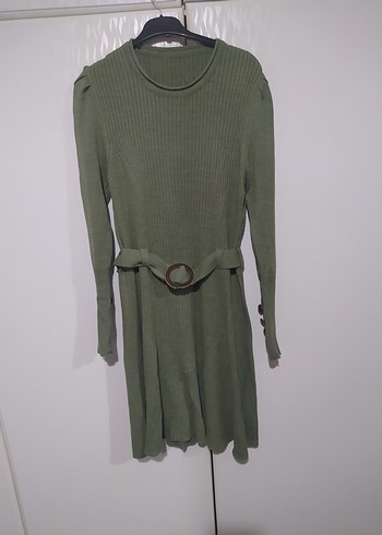 Kemerli Uzun Kollu Triko Elbise - Görsel 2