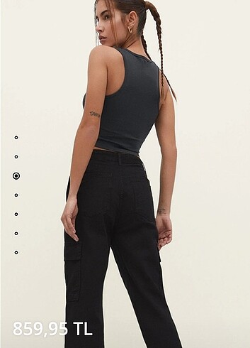 36 Beden siyah Renk Stradivarius straigh high kargo pantolon