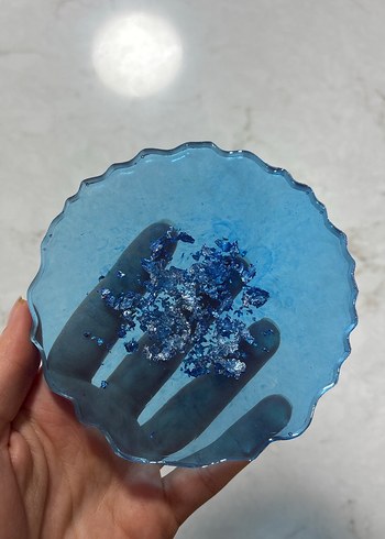 Mavi gümüş epoksi bardak altlığı - Görsel 3