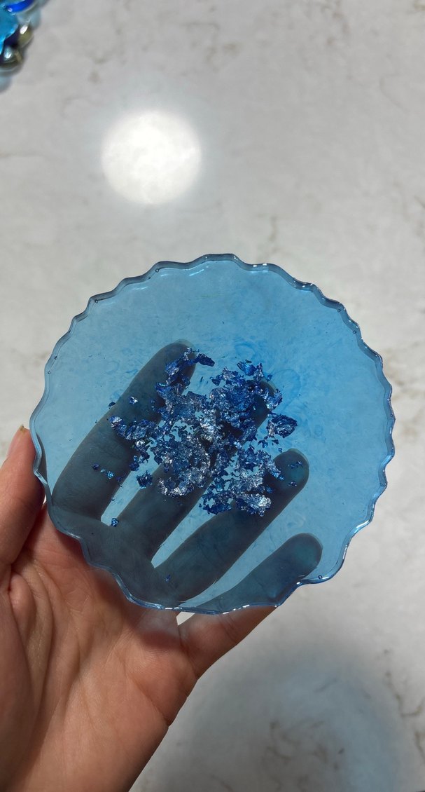 Mavi gümüş epoksi bardak altlığı - Görsel 3