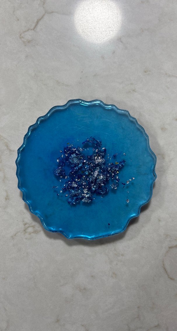 Mavi gümüş epoksi bardak altlığı - Görsel 2