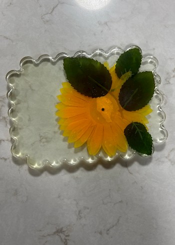 Ayçiçeği Desenli Şeffaf sunumluk tepsi - Görsel 2