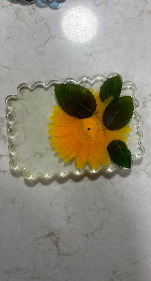 Ayçiçeği Desenli Şeffaf sunumluk tepsi - Görsel 2