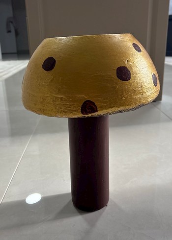 Altın Renkli Alçı mantar süs - Görsel 3